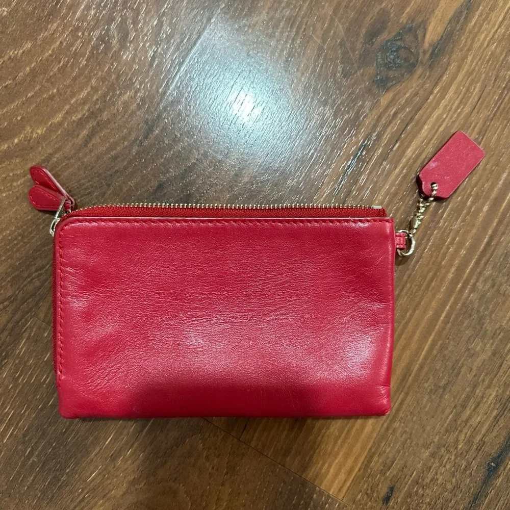 COACH Double Zip wallet clutch Red Currant color - Picture 2 of 10
